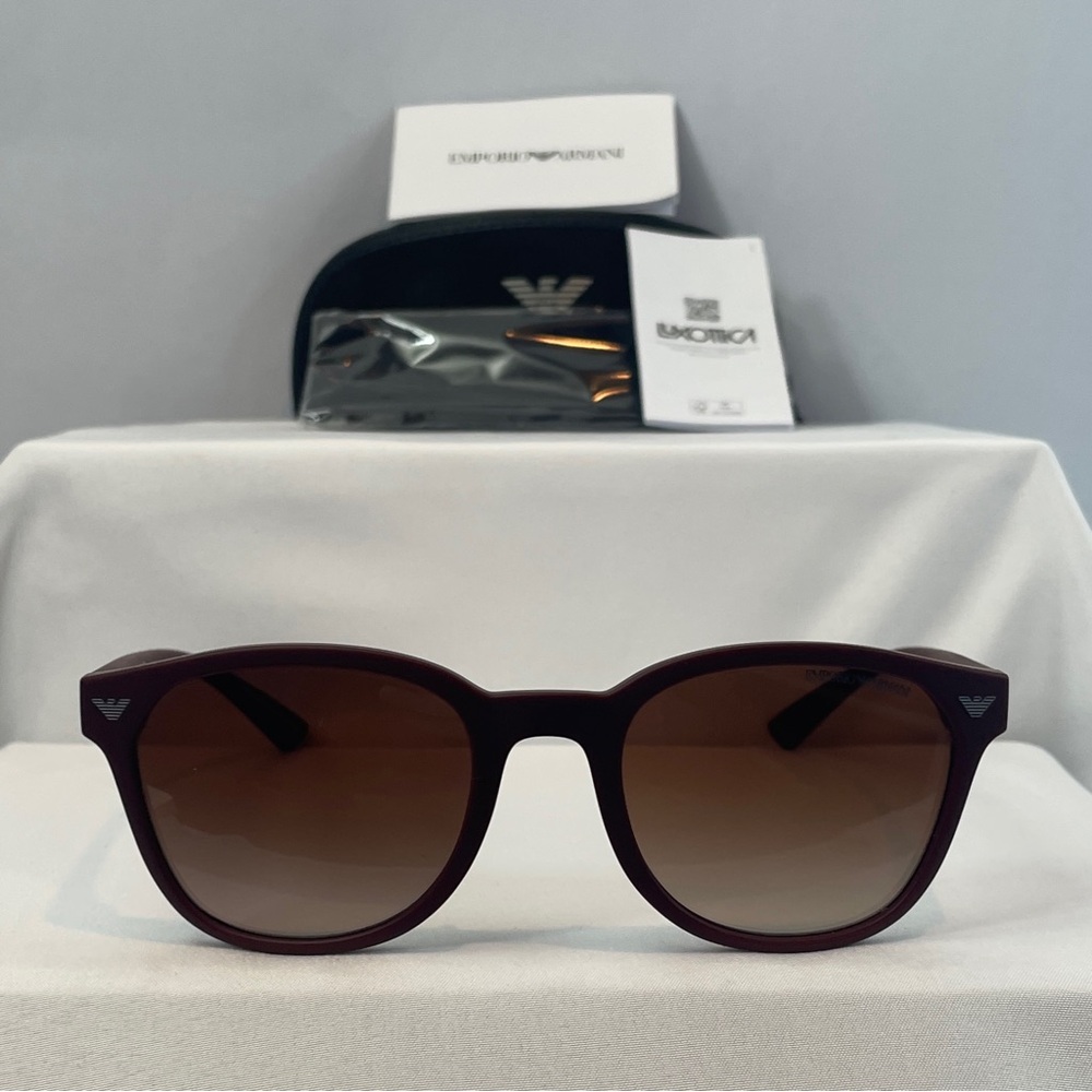 Emporio Armani Oxblood Red Sunglasses | Brown Gradient | Excellent Condition
